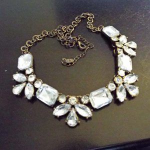 DESIGNER MASSIVE MULTI CUT BEVELED BEAUTIFUL CRYSTALS BRONZED EUC NECKLACE 32